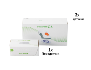 Система динамического мониторинга уровня глюкозы в крови Dexcom G6 в режиме реального времени,1 комплект